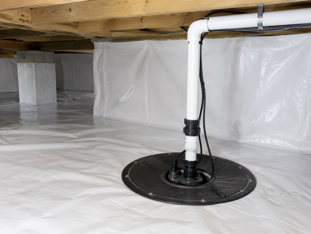 Sump pump installed in an encapsulated Charlotte crawl space
